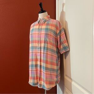 Pendleton Men’s Surf Plaid Single Pocket Button Down Short Sleeve Camp Shirt